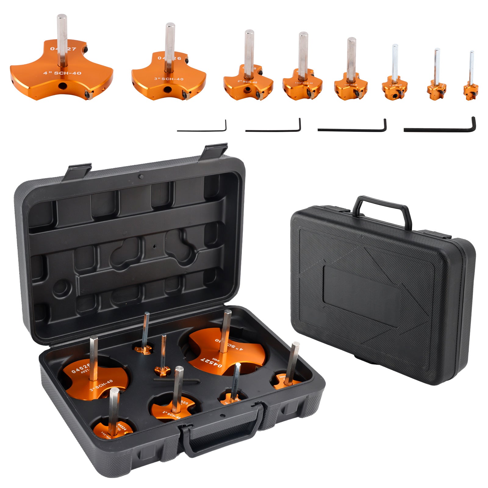 6-Piece Carbide Pipe Reamer Kit, Fitting Saver for PVC, CPVC & ABS Pipes, Fits 1/2" Drills, with Case