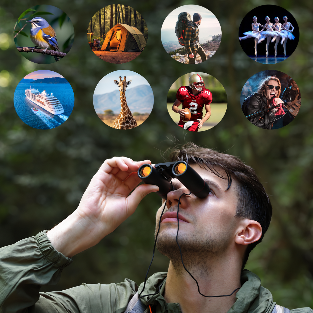 12×25 Compact Binoculars – Folding Travel Binoculars with BAK4 Prisms