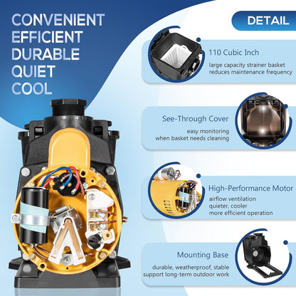 Super Pump 1 HP Single Speed Inground Pool Pump W3SP2607X10 230V For Hayward