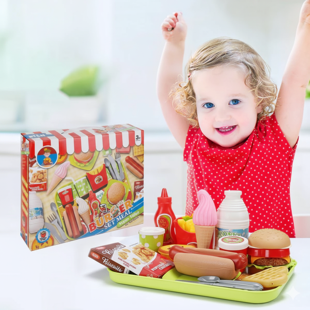 30 Pcs Play Food Pretend Toys Kitchen Set Pretend Food Children Toy Set For Kids