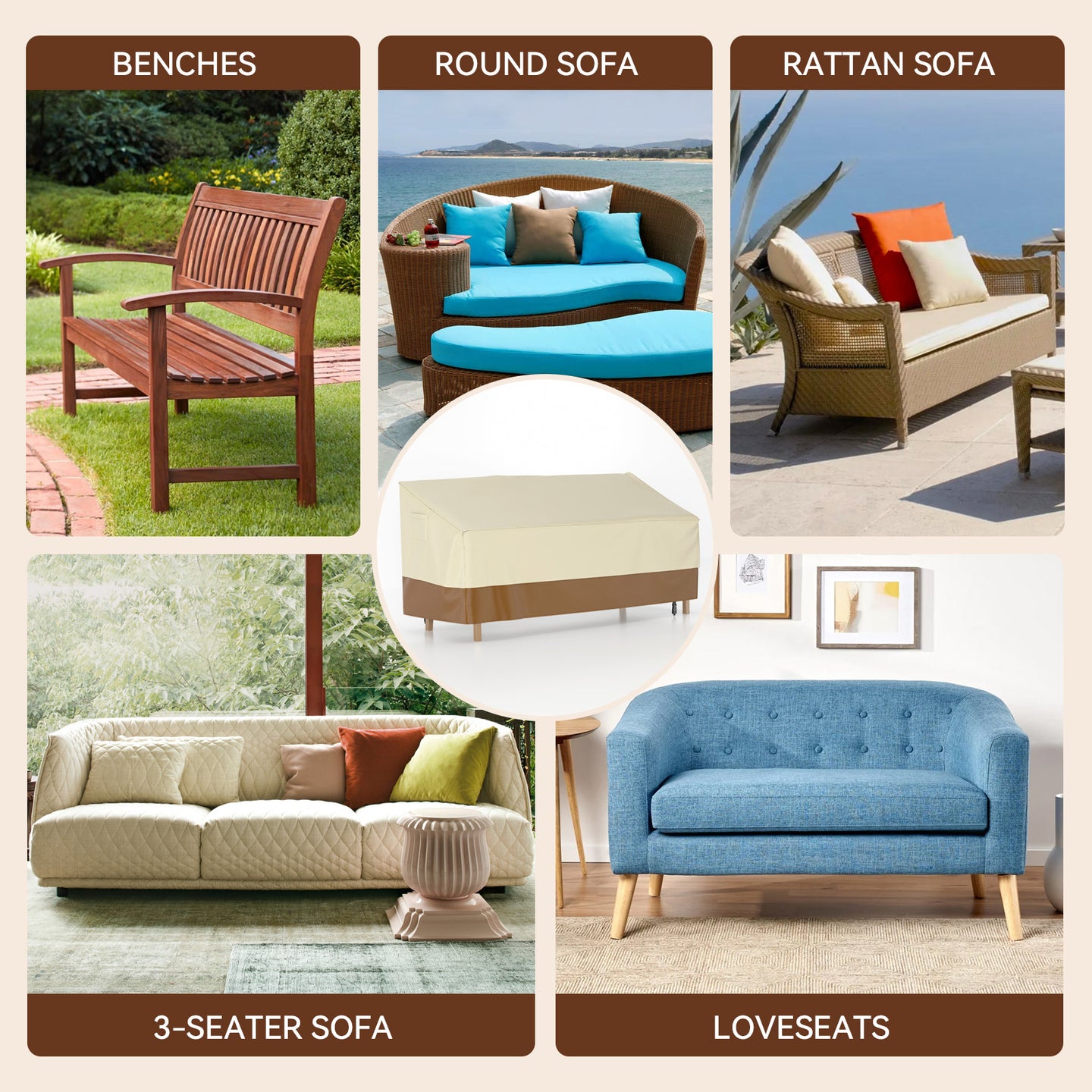 600D Sofa Covers Waterproof Patio Furniture Cover for Outdoor Couch Cover, 145*60*75cm