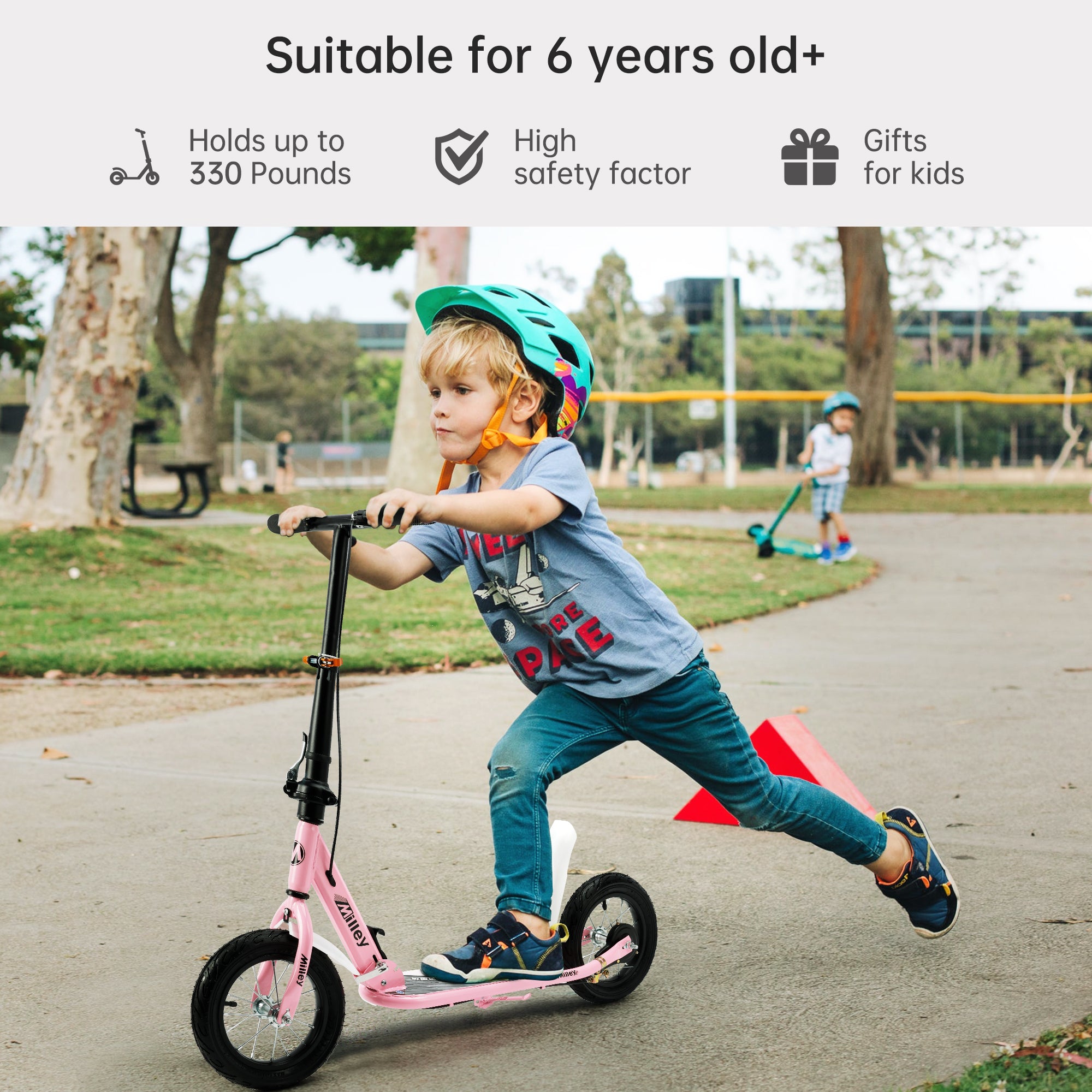 Shock-Absorbing Foldable Commuter Kick Scooter For Adults Teens W/12" Air Tires