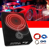 8" 600W Under-Seat Car Subwoofer with Built-in Amplifier – Slim Powered Sub Woofer Bass Speaker Box, Universal 12V Car Audio (US)