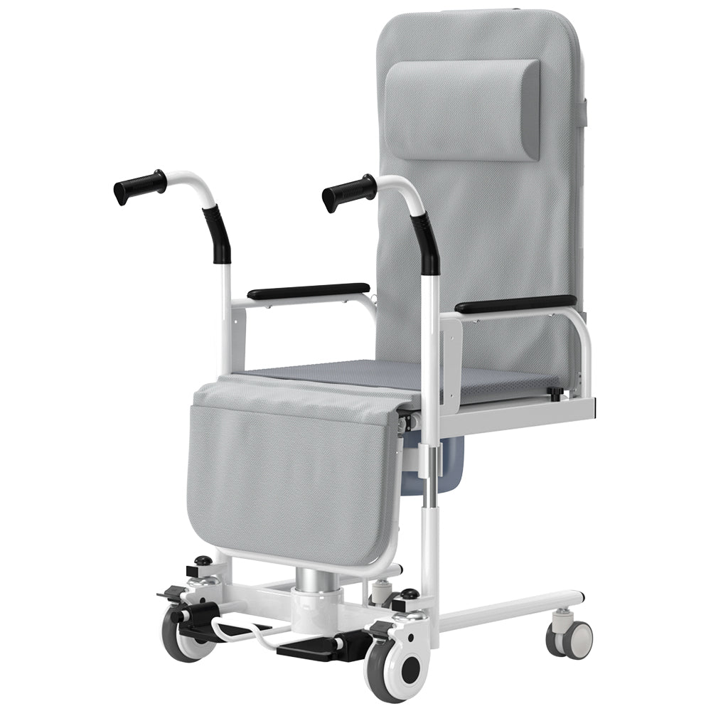 4-in-1 Lift Wheelchair, Waterproof, Shower/Toilet/Transfer, 150 kg Capacity