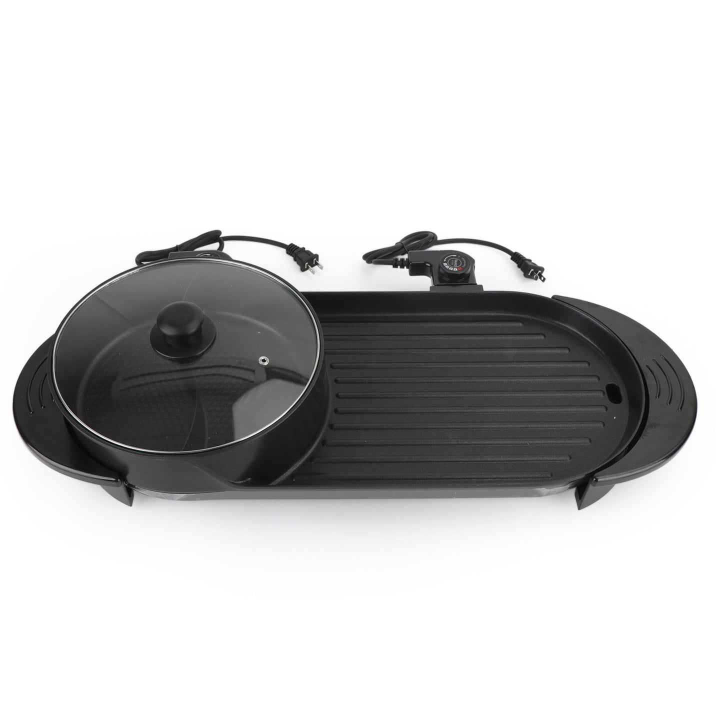 2-in-1 Electric Hot Pot and Grill for Indoor Korean BBQ & Shabu-Shabu, Large Non-Stick Pan for 7-8 People