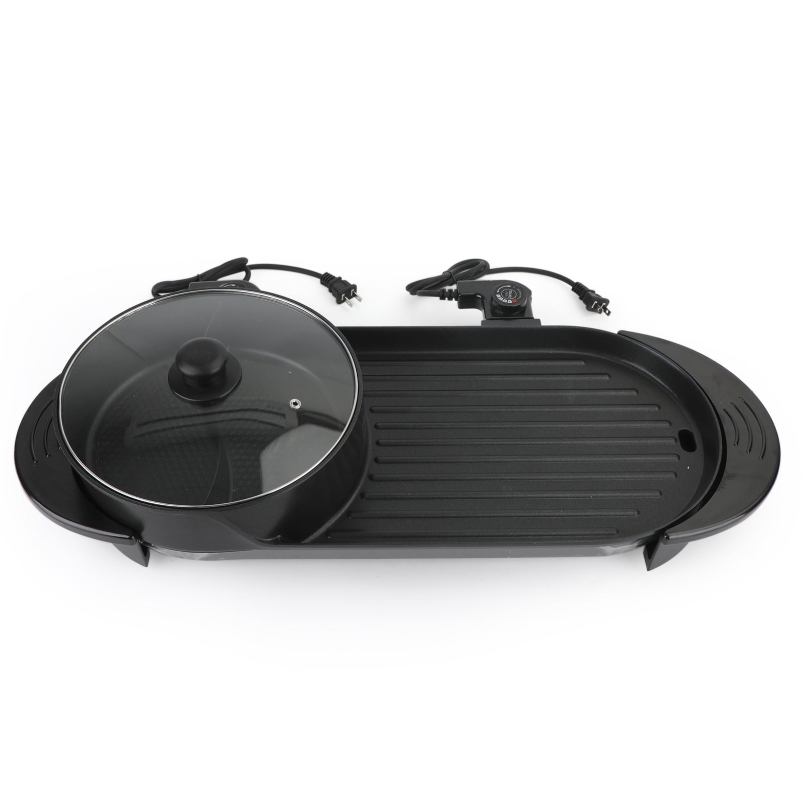 2-in-1 Electric Hot Pot and Grill for Indoor Korean BBQ & Shabu-Shabu, Large Non-Stick Pan for 7-8 People