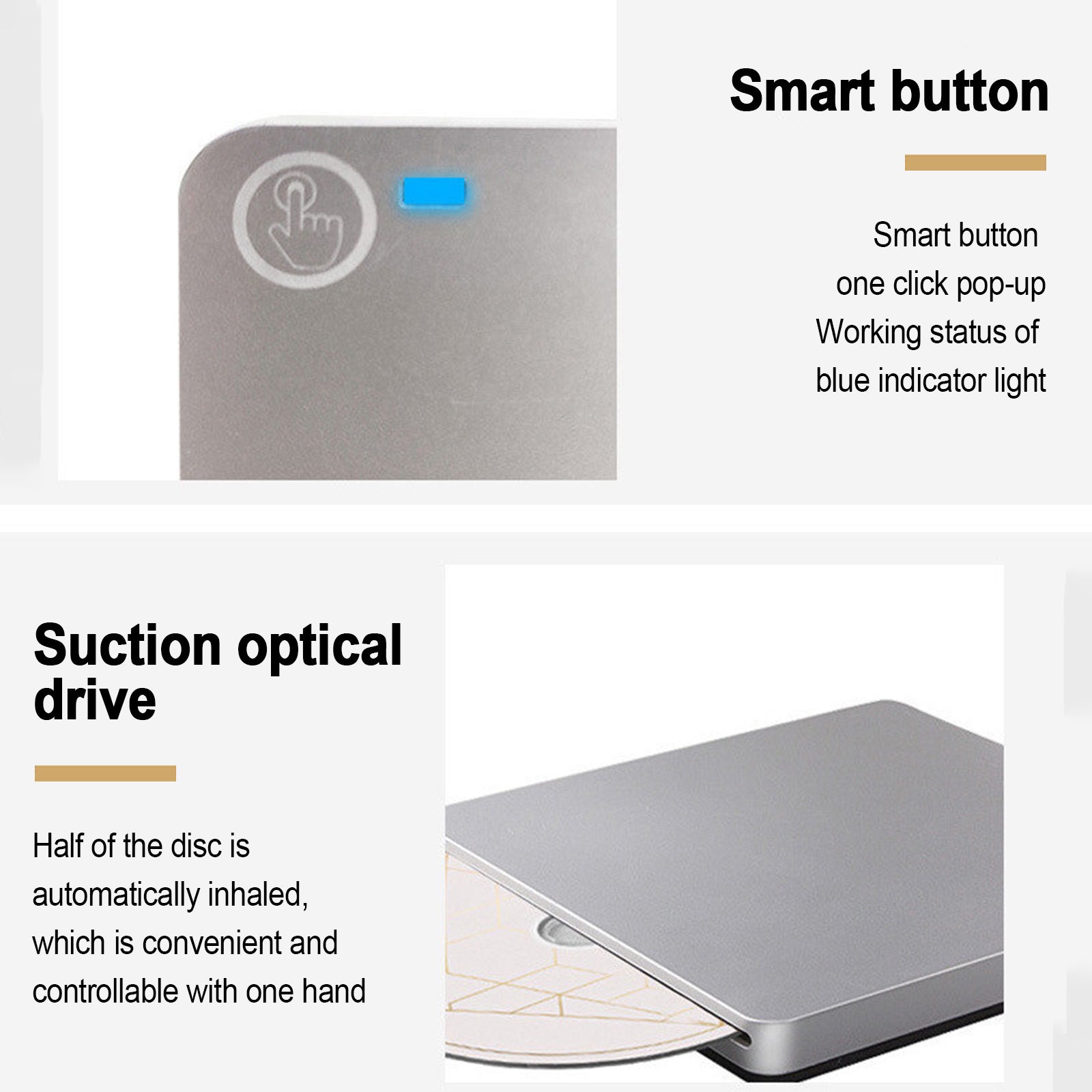 Slot-In USB 3.0 External Blu-Ray Burner, Slim BD/DVD/CD Writer & 3D Player for Mac & PC (Silver)