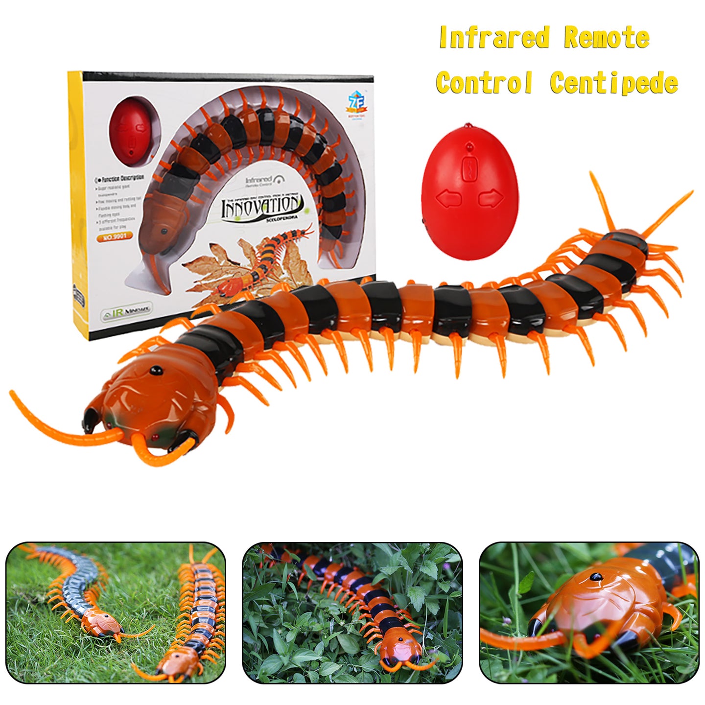 Remote Control Centipede Infrared Animal Electric Toy Kid Christmas Gift BLK US