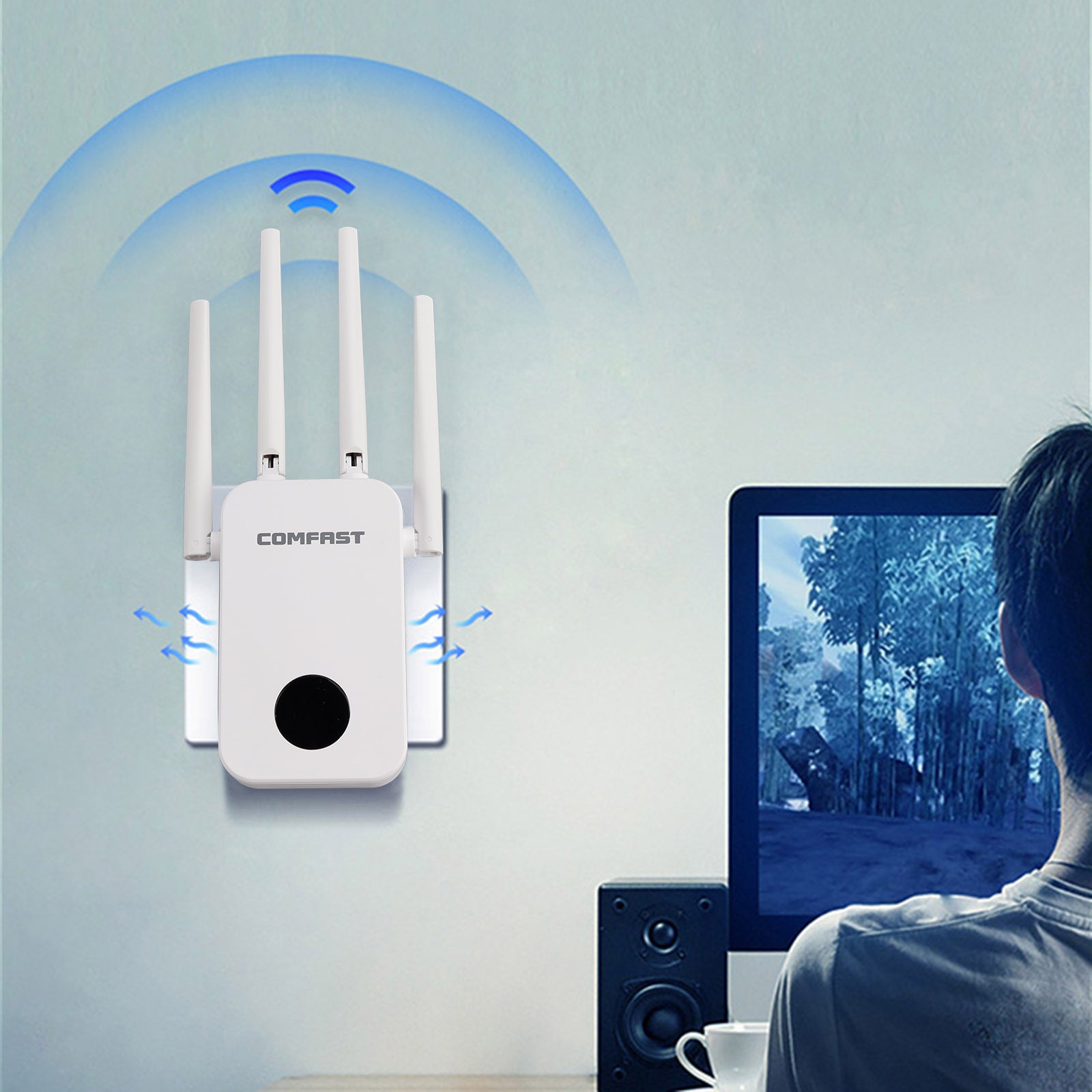 Dual Band 2.4G 5G WiFi Extender Signal Amplifier WiFi Booster 1200Mbps UK Plug