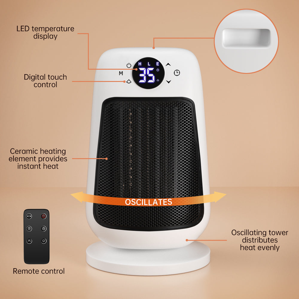 Space Heater with Adjustable Thermostat 1500W PTC Ceramics Desktop Heater touch screen with remote control