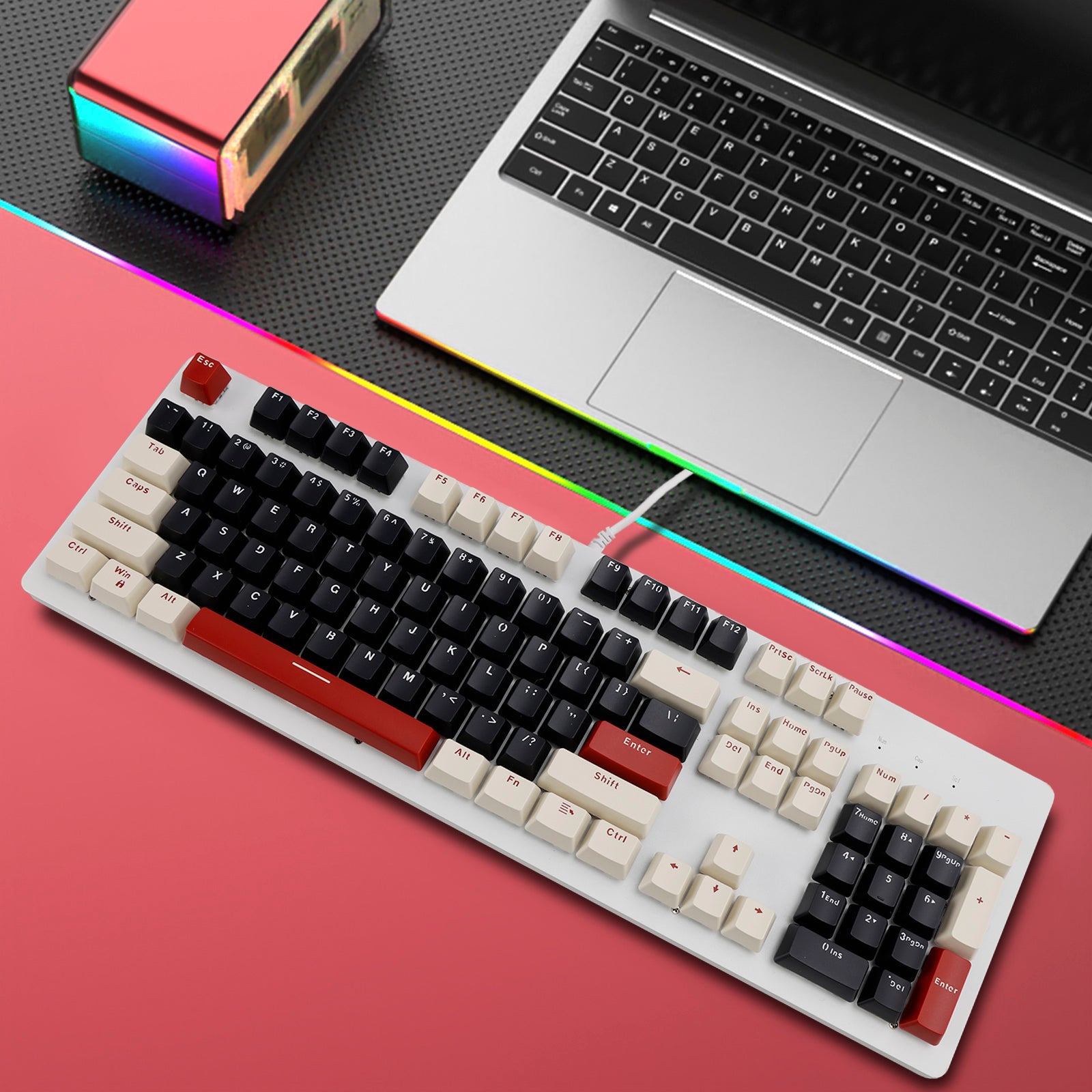 104Key Wired Mechanical Linear Switch Gaming Keyboard With Blue Switch RGB Light