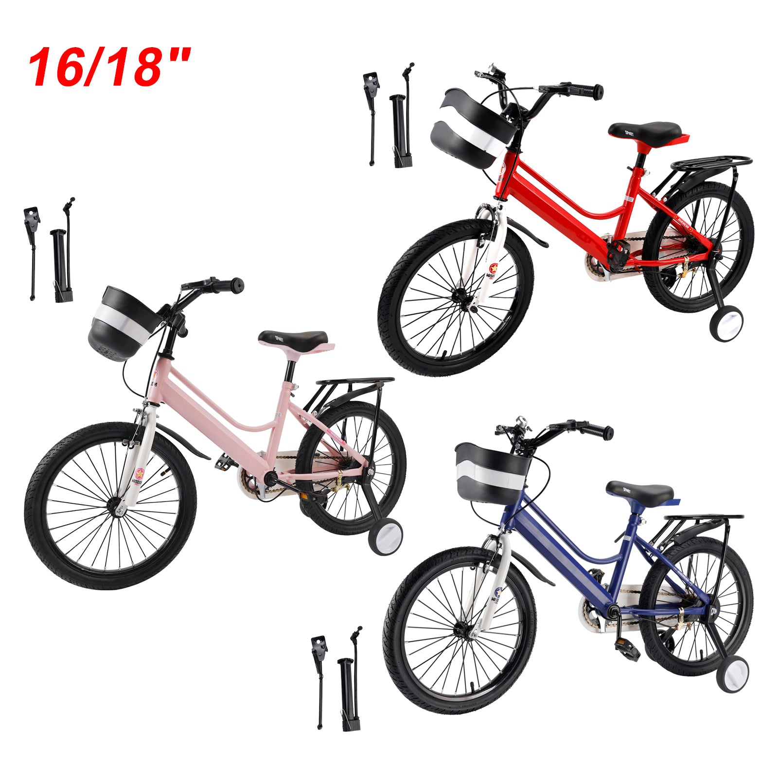 16" Kids Bike for Boys and Girls with auxiliary wheels & Rack Dark Blue