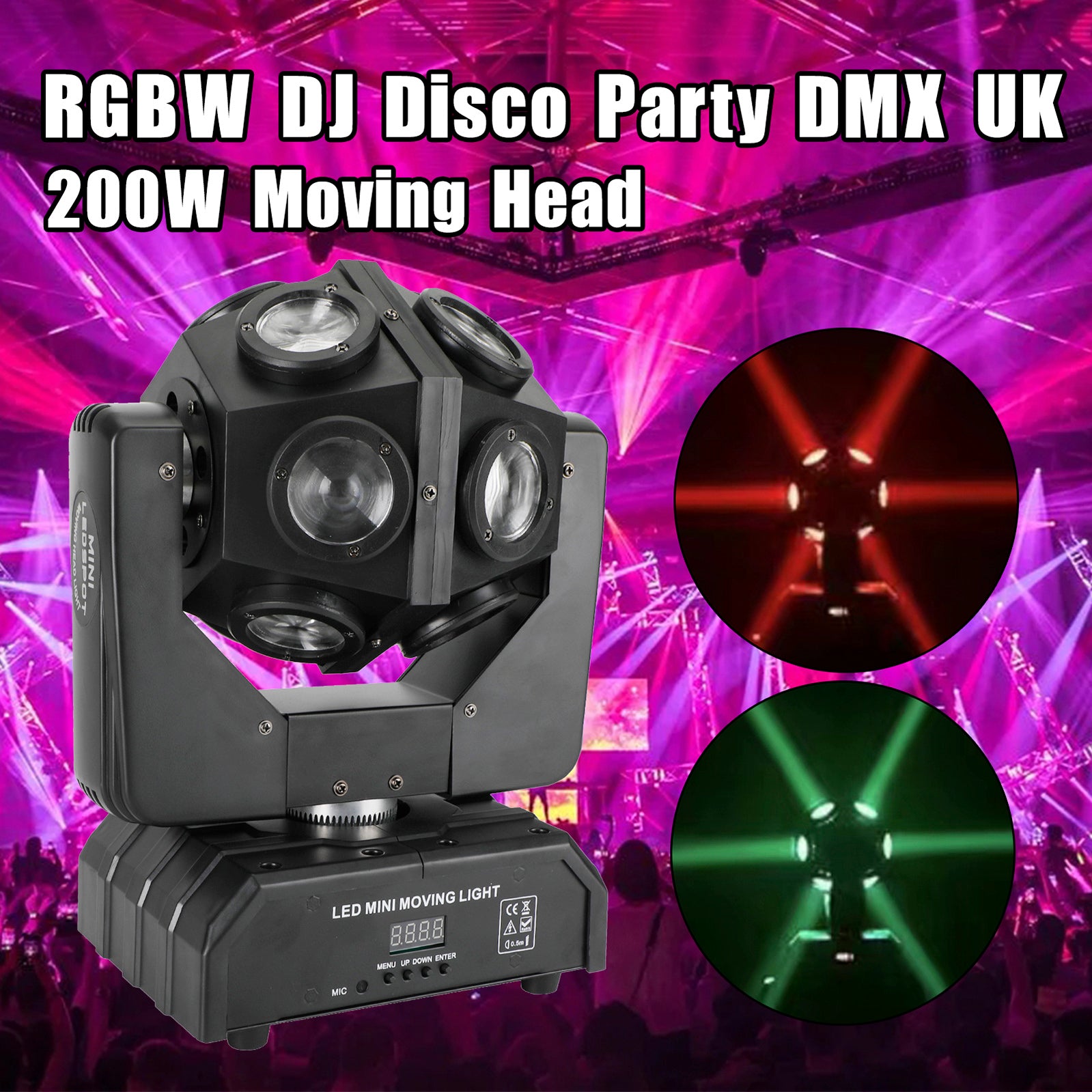 200W Moving Head 12 LED Rotating Beam Stage Light RGBW DJ Disco Party DMX US