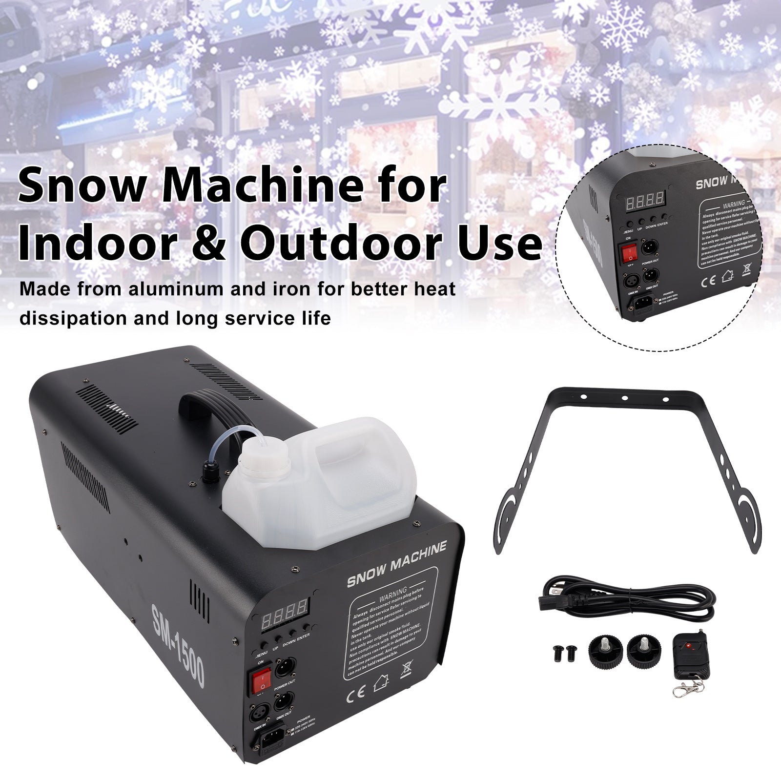 Parties & Stage Effects Weddings 1500W Snow Machine with Wired Remote – Snowflake Maker for Christmas