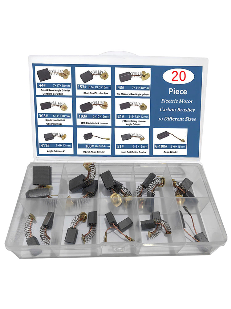 20Pcs 10 Sizes Electric Motor Carbon Brushes Replacement For Power Tool