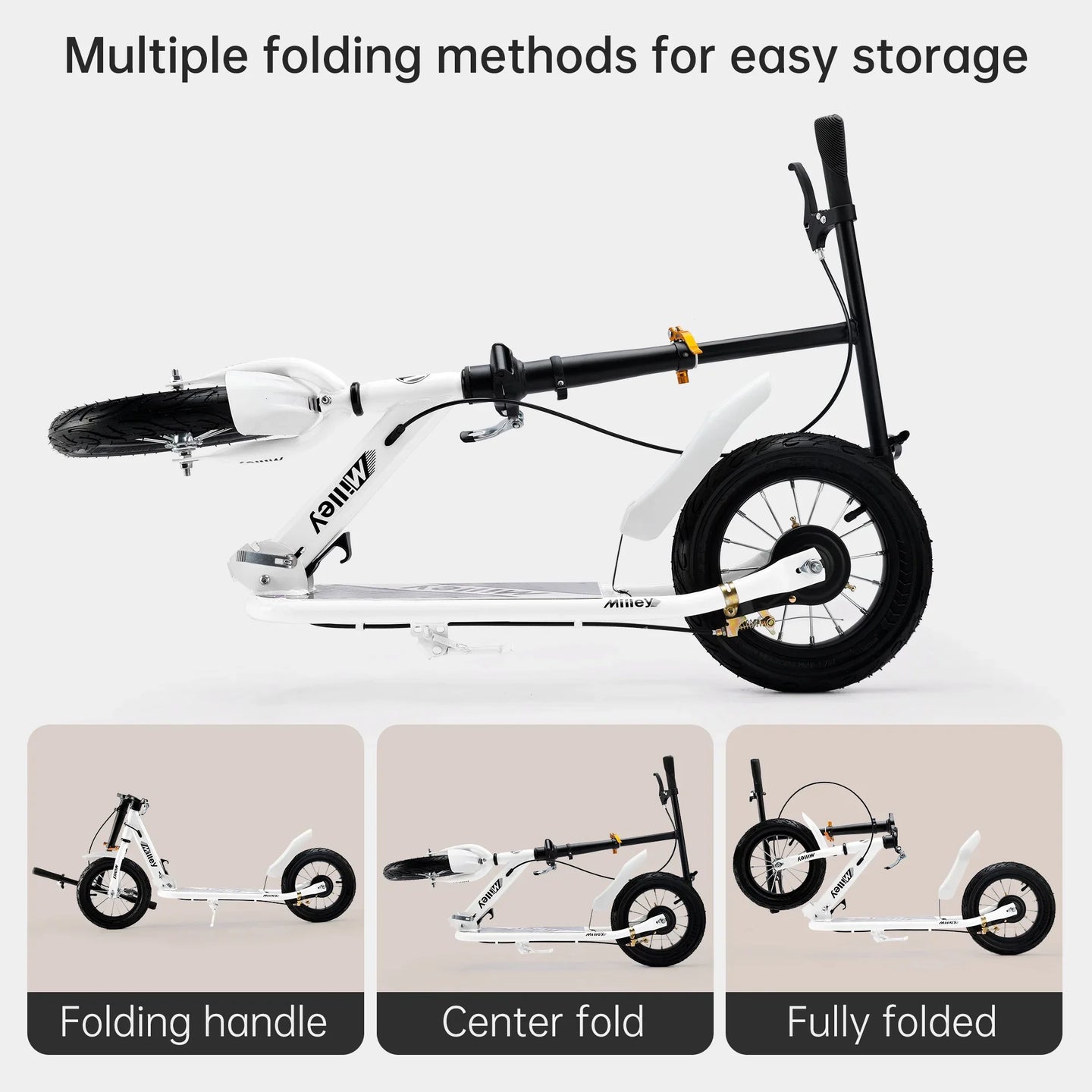 White 12 inch Commuter Scooter with Dual Brakes & Grip Deck (Copy)