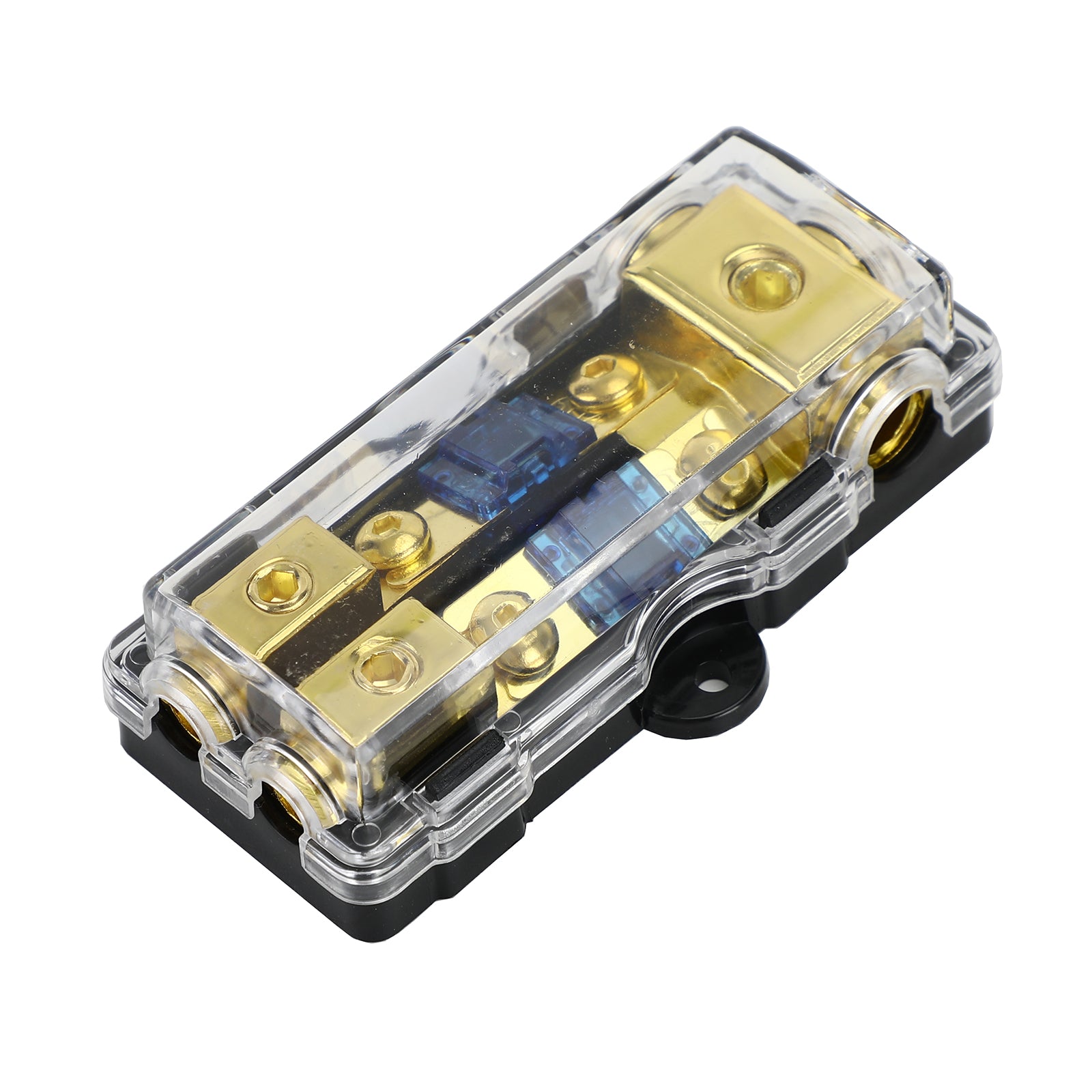2-Way Mini ANL Fuse Holder & Power Distribution Block, 60A, 0/2/4 Gauge In to 4/8 Gauge Out for Car Audio Amplifier
