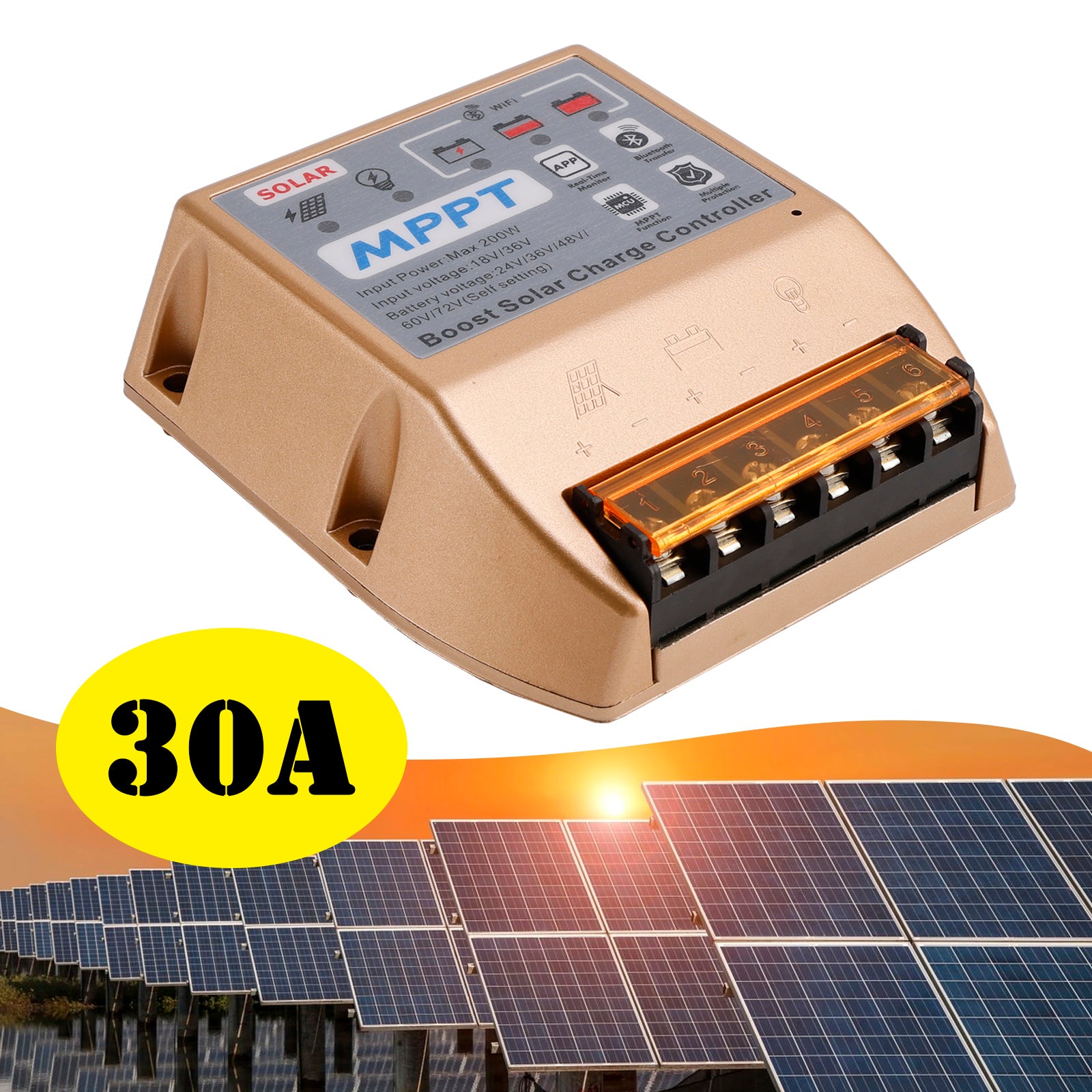 10A/20A/30A Boost MPPT Solar Controller 24-72V Solar Electric Vehicle Charging