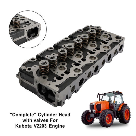 Complete Cylinder Head with Valves for Kubota V2203, V2203T, V2203E & V2203B Non-Direct Injection Engines