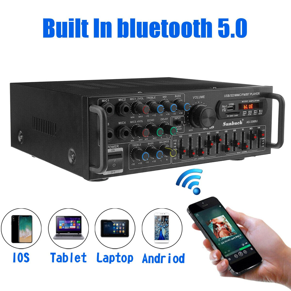 👉 3000W Peak Bluetooth Amplifier – Powerful HiFi Sound for Home Theater, Karaoke & Parties