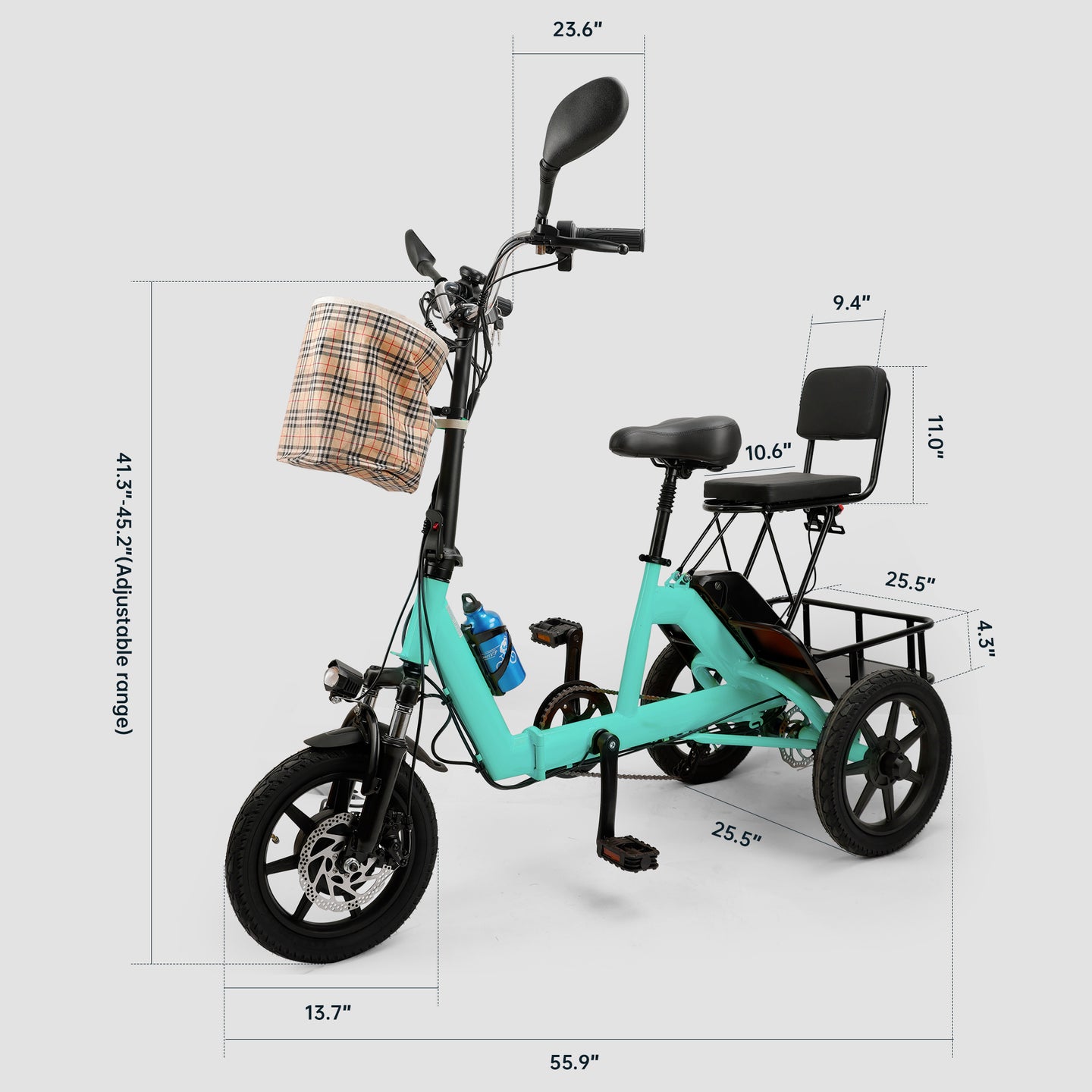 3 Wheel E-Trike Electric tricycle for Adult Folding Motorized 48V 350W
