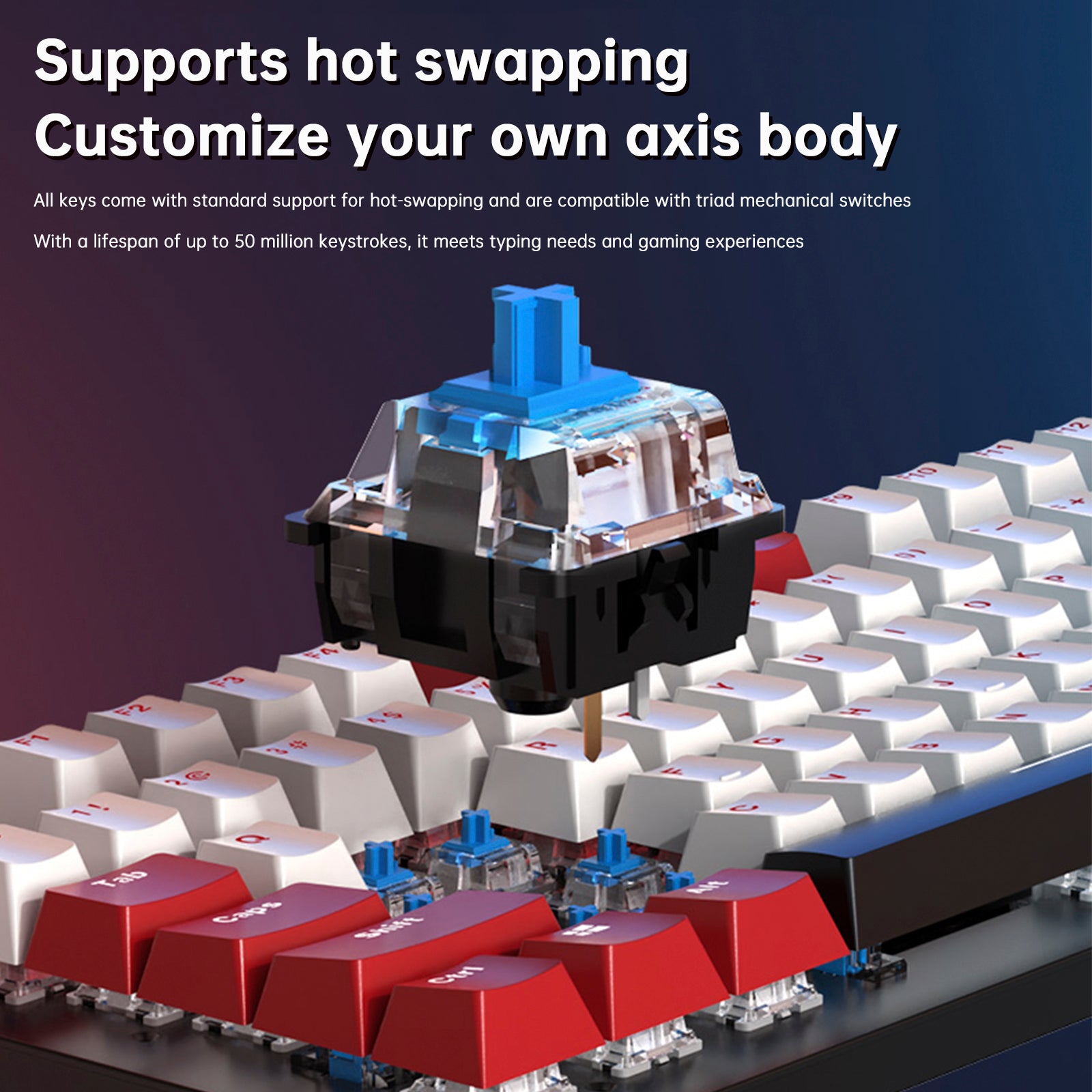 104-Key Wired Mechanical Linear Switch Gaming Keyboard Blue Switch Customizable