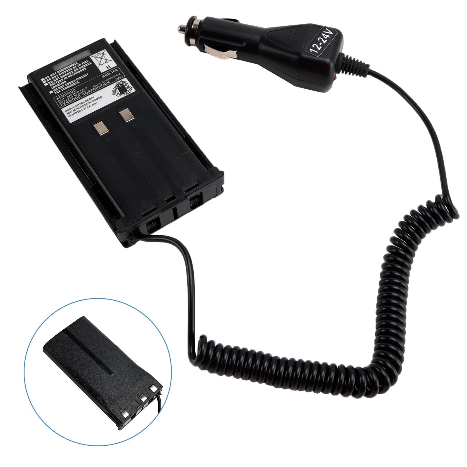 KNB-16A/17A Car Charger 12V/24V Battery Eliminator For TK-480 TK-385 TK-280