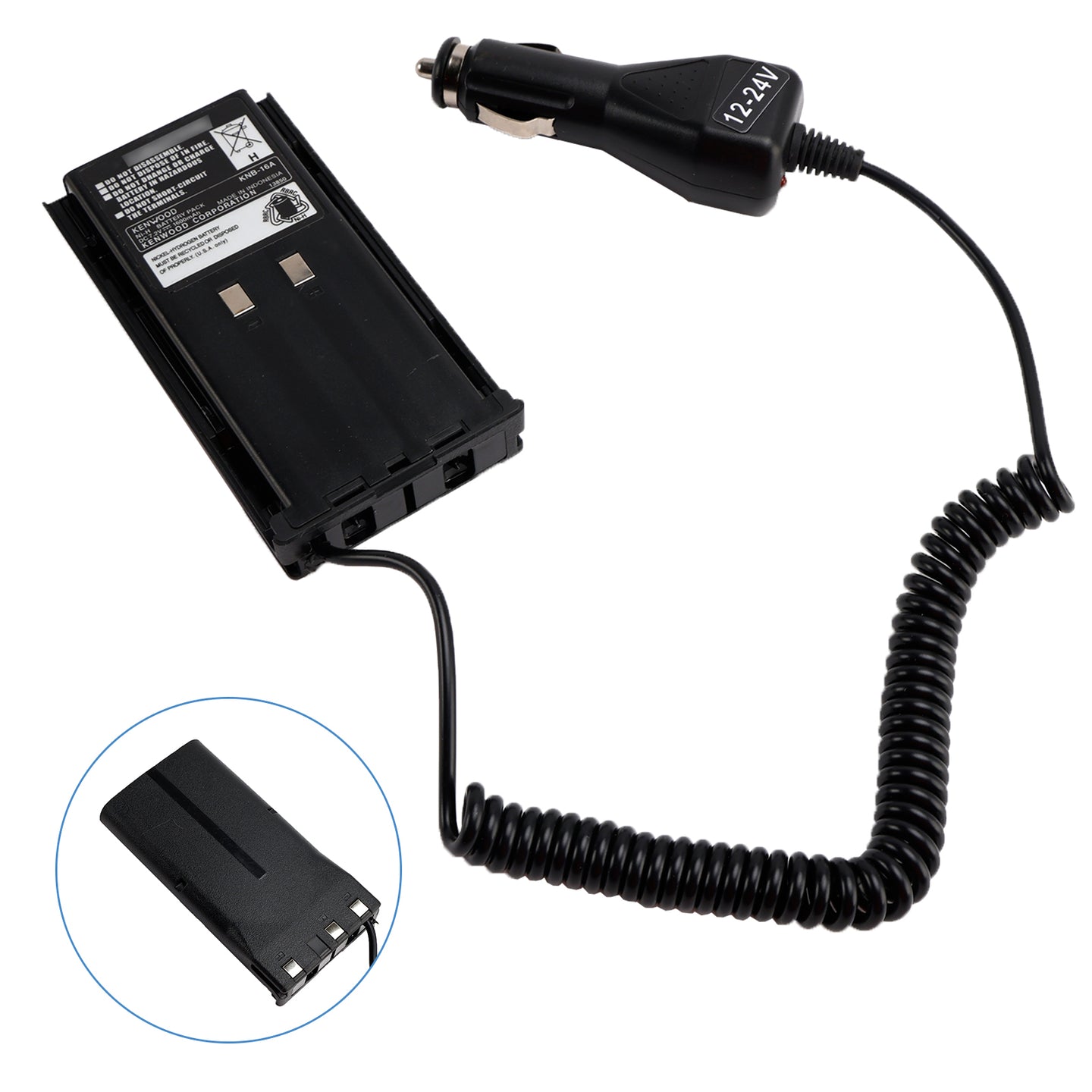 KNB-16A/17A Car Charger 12V/24V Battery Eliminator For TK-480 TK-385 TK-280