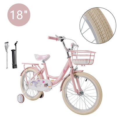 16"/18" Child Bicycle Girls Bike with auxiliary wheels & Rack & Basket