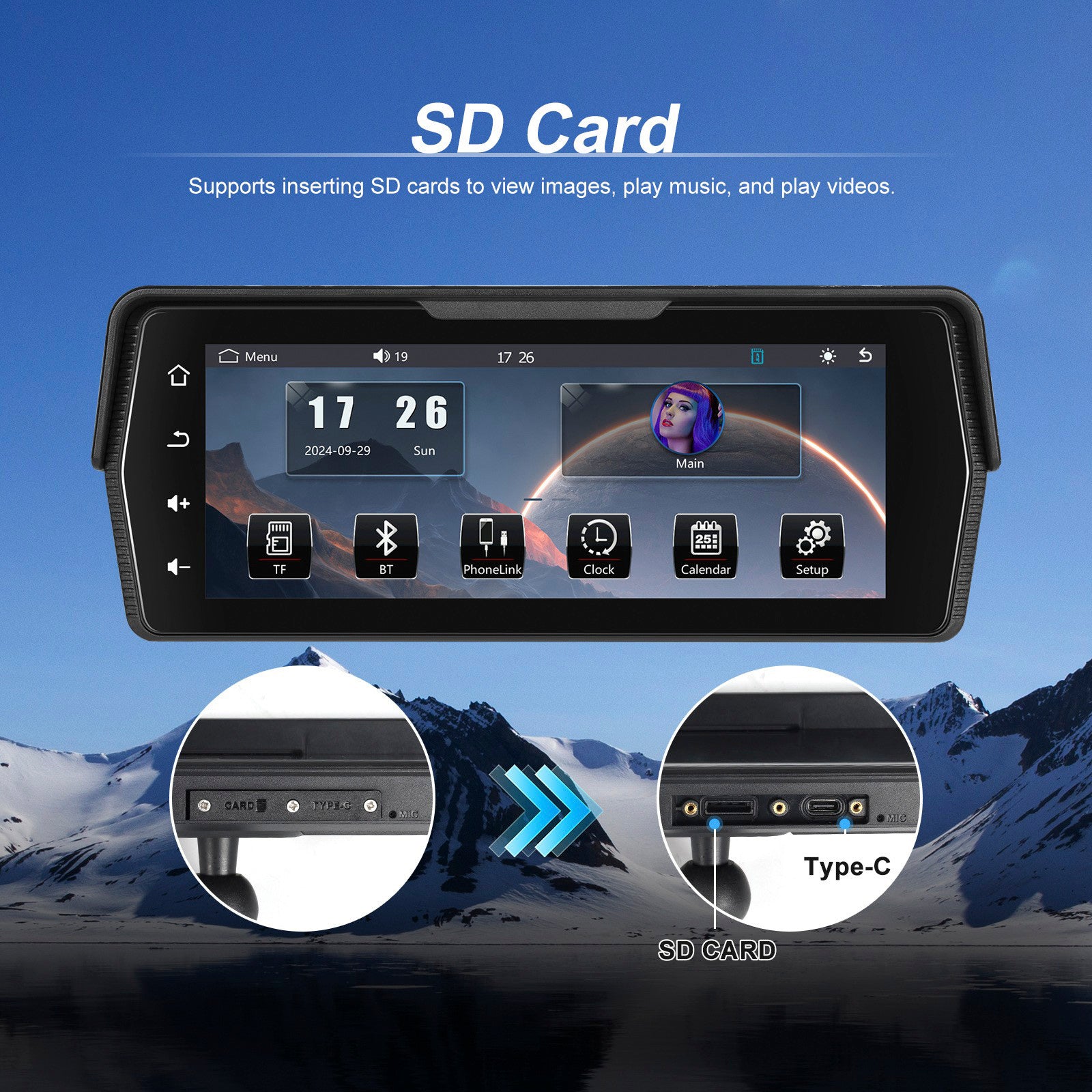 6.86-inch PND Supports Dual Recording Wireless CarPlay Android for Motorcycles