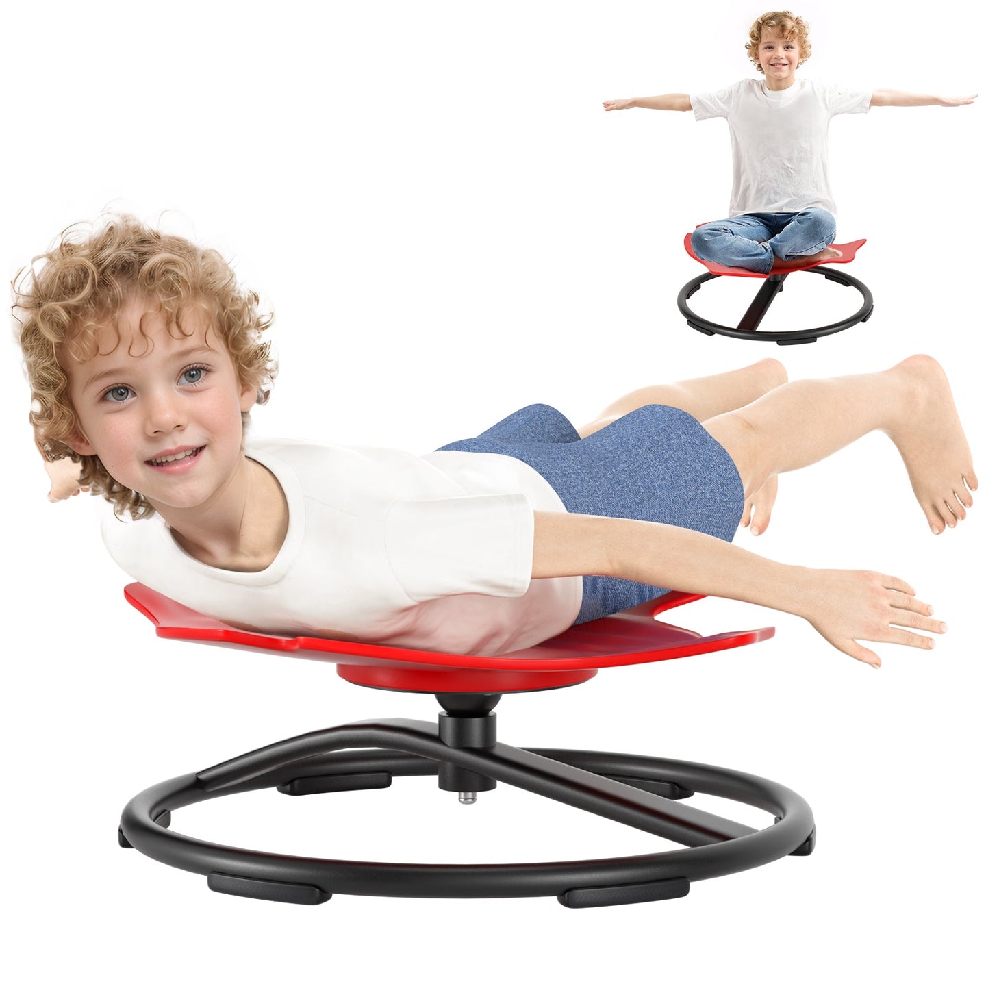 Sit + Spin 360° Sensory Spinning Seat Swivel Toy Kids Fish Wobble Chair Stool