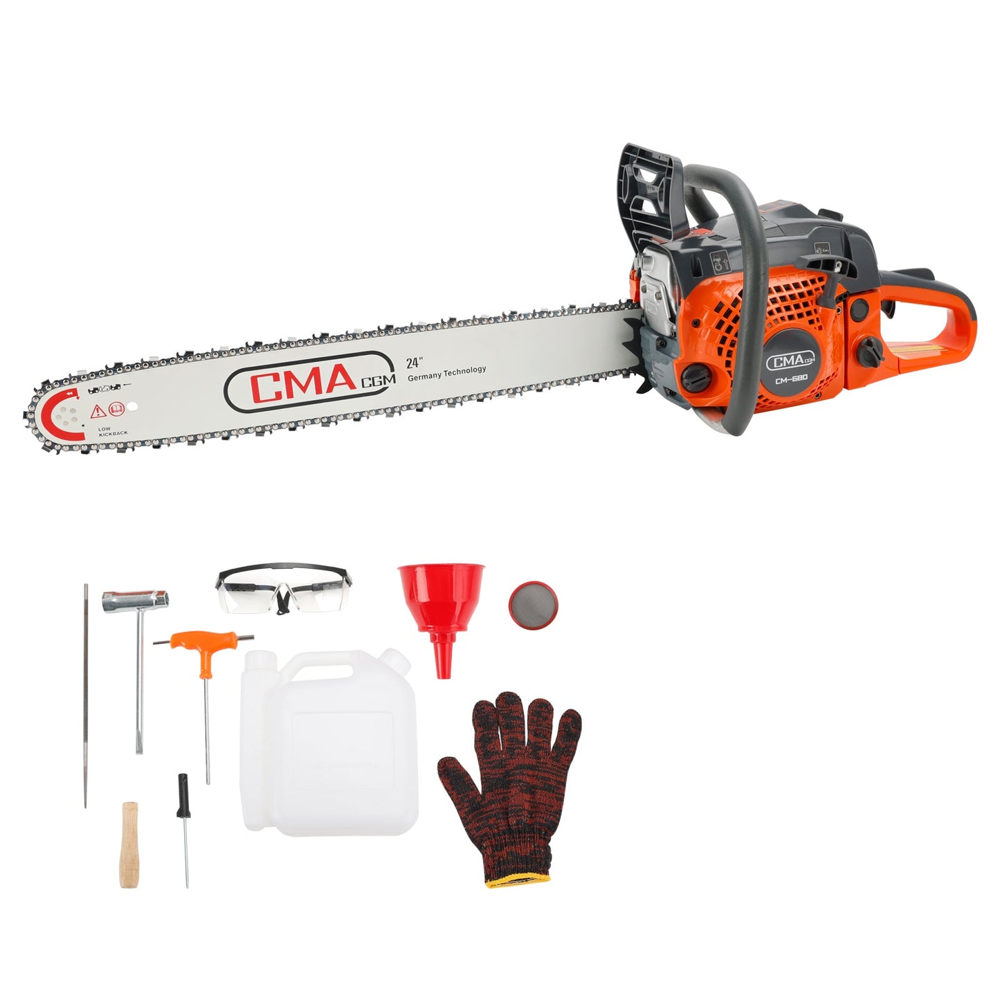 24inch 68CC Gasoline Chainsaw Cutting Wood Gas Sawing Aluminum Crankcase Chain Saw