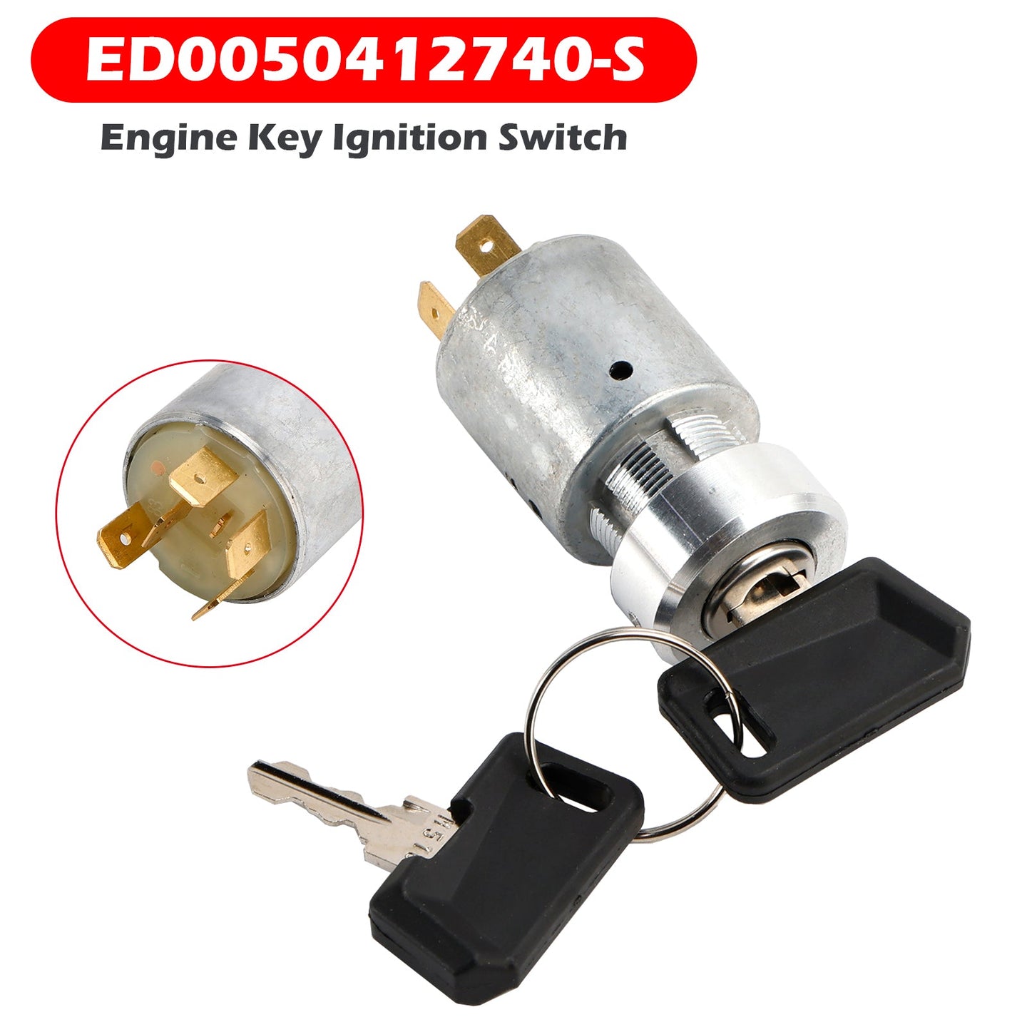 ED0050412740-S Key Ignition Switch with Keys for Kohler Diesel & Lombardini Engines