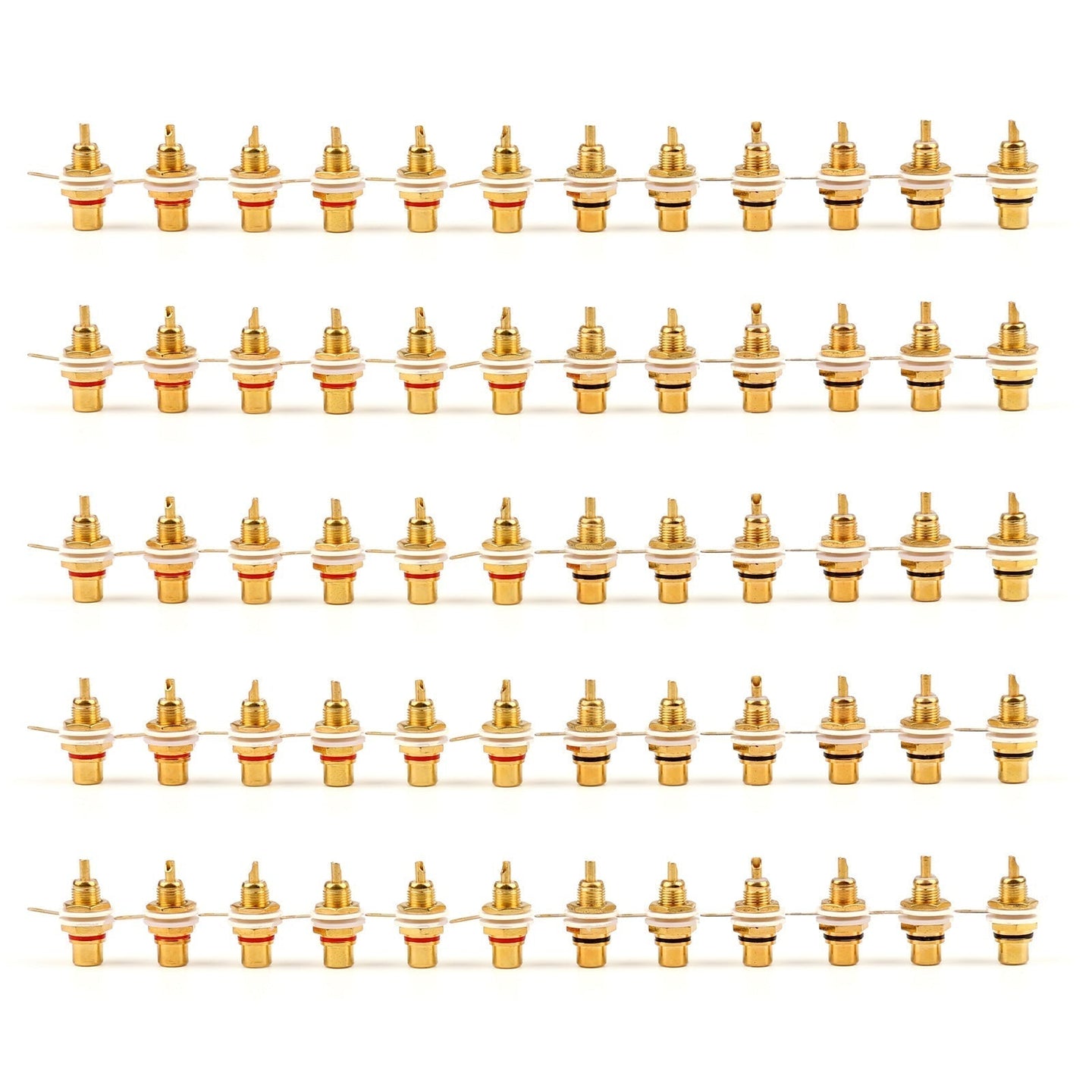 60 Pcs Gold Plated RCA Female Jack Panel Mount Chassis Socket Red Black