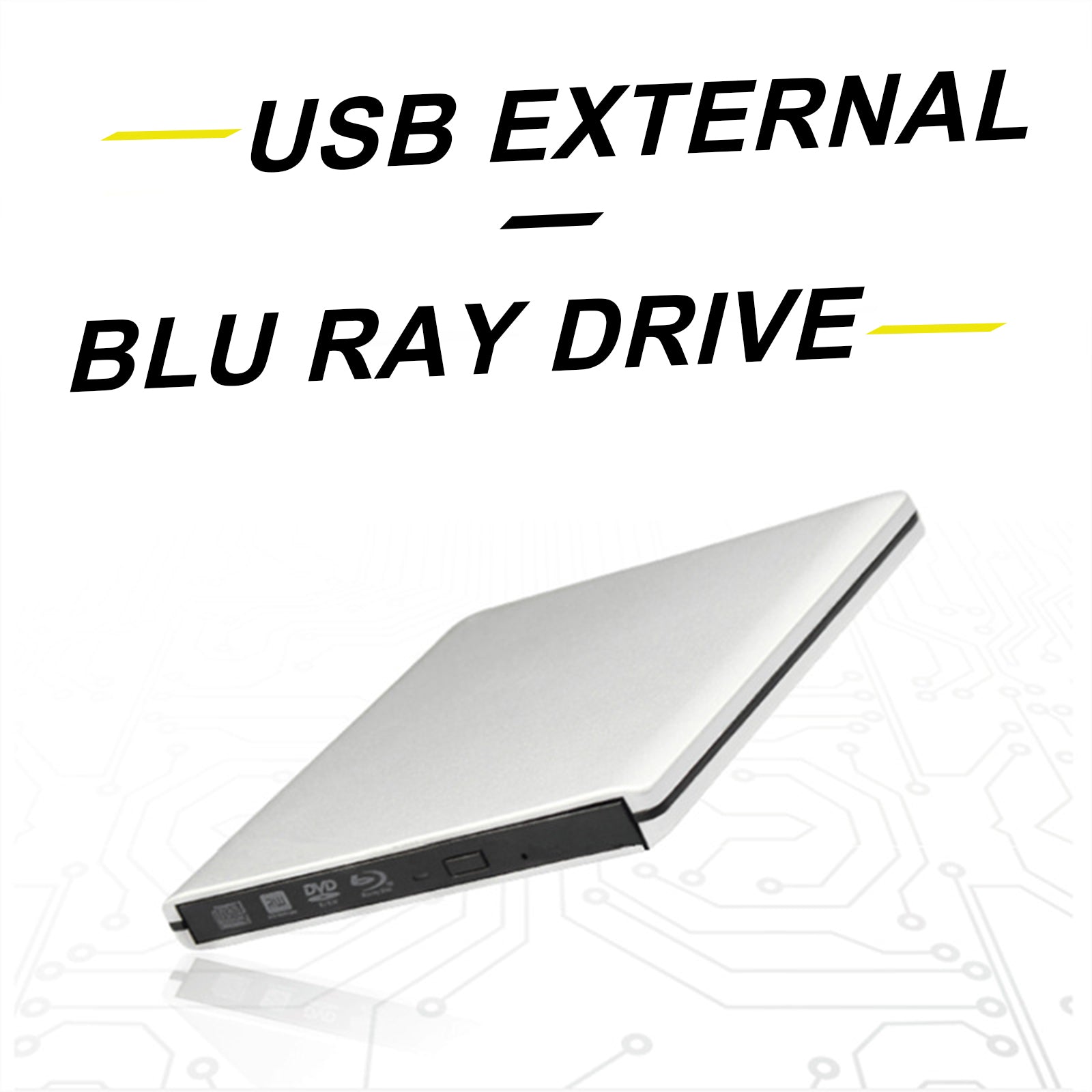USB 3.0 External DVD/BD Burner & Recorder Drive – 4K Playback, Super Slim, Silver