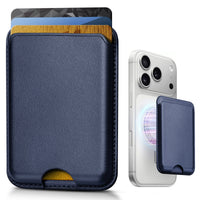 Magnetic Card Holder MagSafe Wallet 3 Card Holder RFID Protection iPhone Wallet Magnetic Strength Vegan Leather for iPhone 17/16/15/14/13/12 Series and Selected Samsung Devices Dark Blue