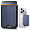 Magnetic Card Holder MagSafe Wallet 3 Card Holder RFID Protection iPhone Wallet Magnetic Strength Vegan Leather for iPhone 17/16/15/14/13/12 Series and Selected Samsung Devices Dark Blue