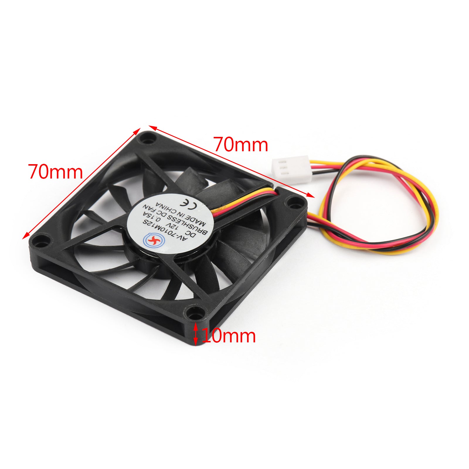 10PCS DC Brushless Cooling PC Computer Fan 12V 7010s 70x70x10mm 0.15A 3 Pin Wire