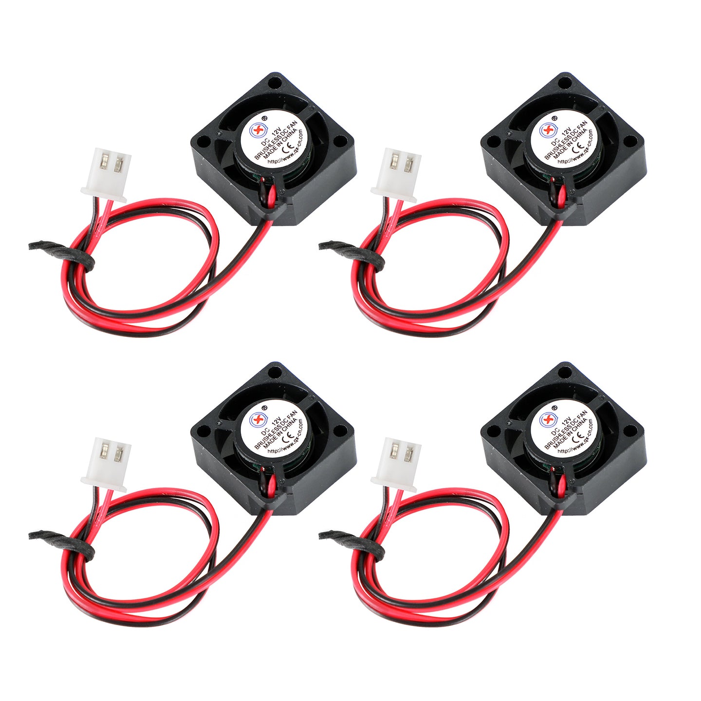 2 Pin Wire 4Pc Brushless DC Cooling Blower Fan 12V 0.05A 2010 20x20x10mm