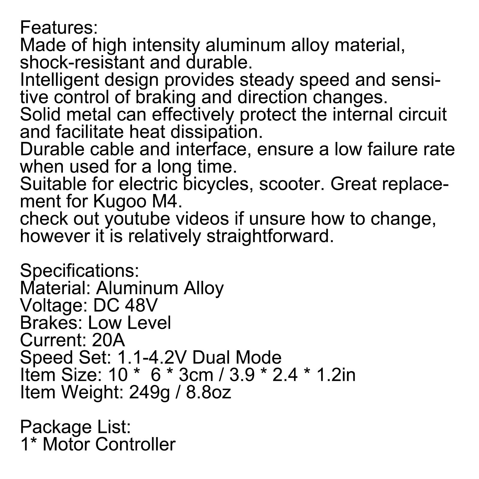 48V 20A Electric Scooter Motor Controller For 10inches Kugoo M4 (Copy)