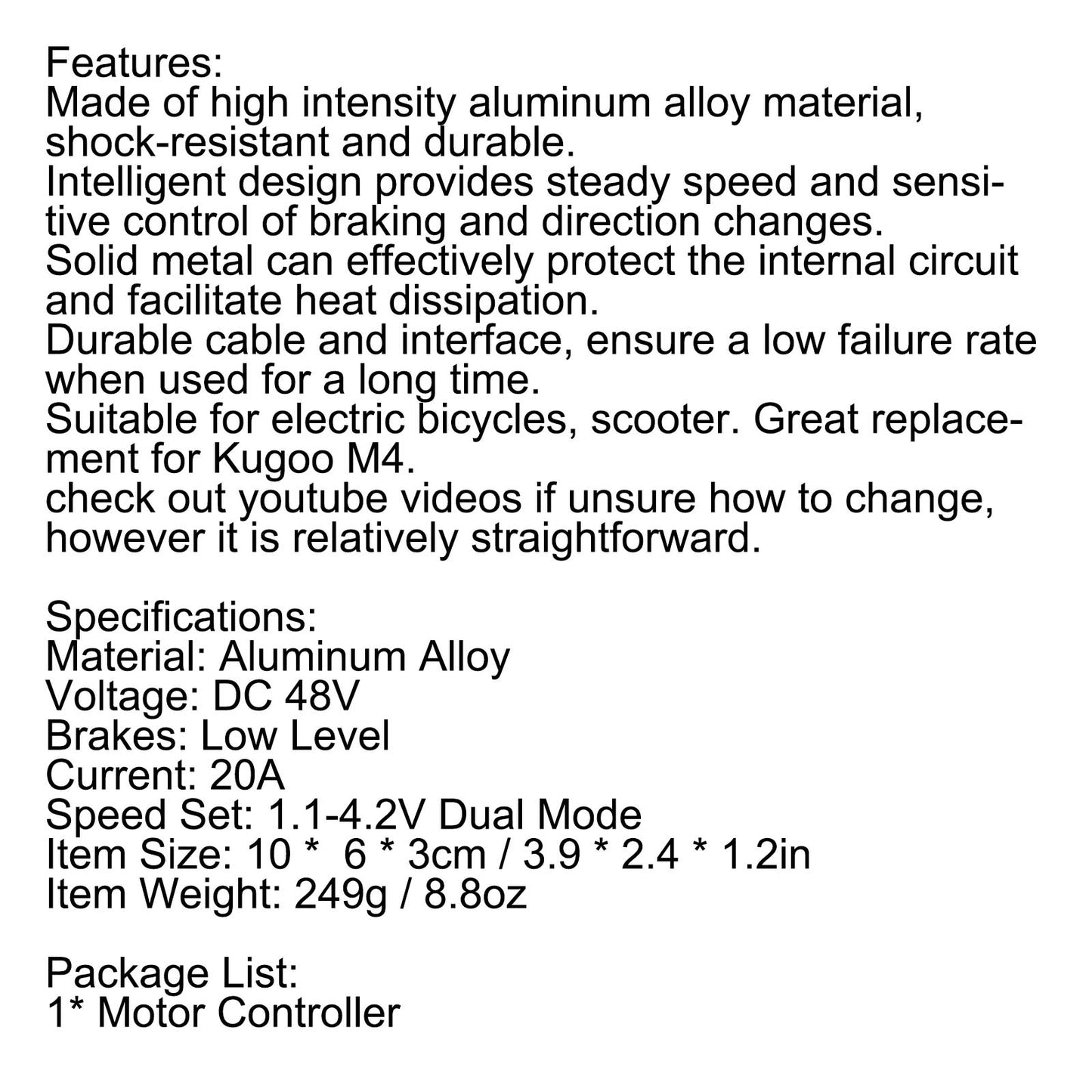 48V 20A Electric Scooter Motor Controller For 10inches Kugoo M4