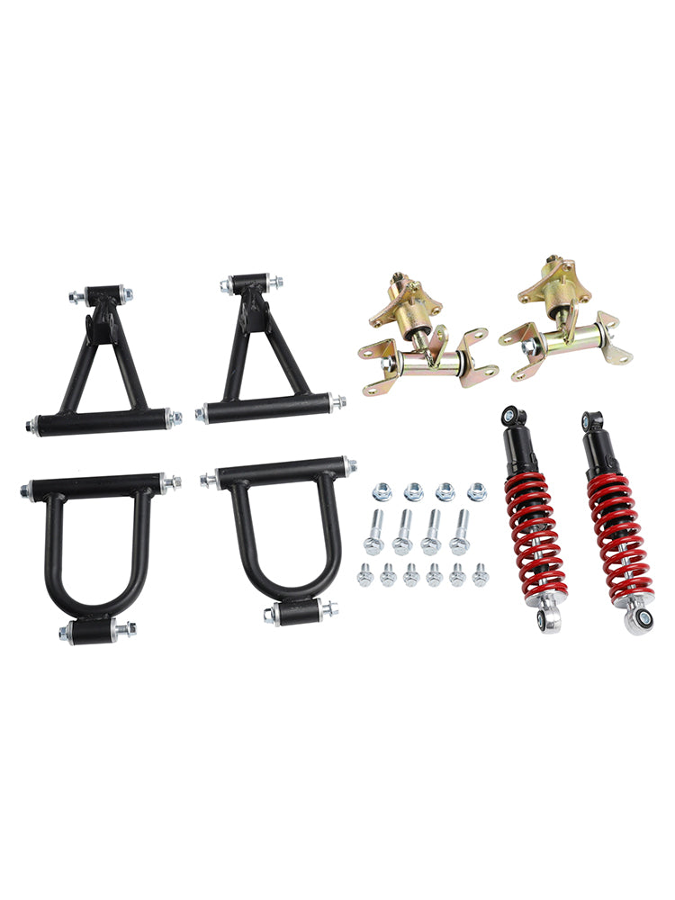 11" (285mm) Complete Front Suspension Kit with Upper & Lower A-Arms, Shocks, Steering Knuckles & Hubs for Go Kart ATV
