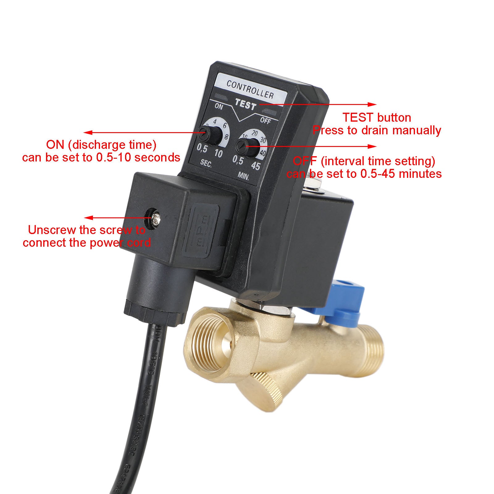 AC110V 1/2 Automatic Electronic Timed Air Compressor Auto Drain Valve