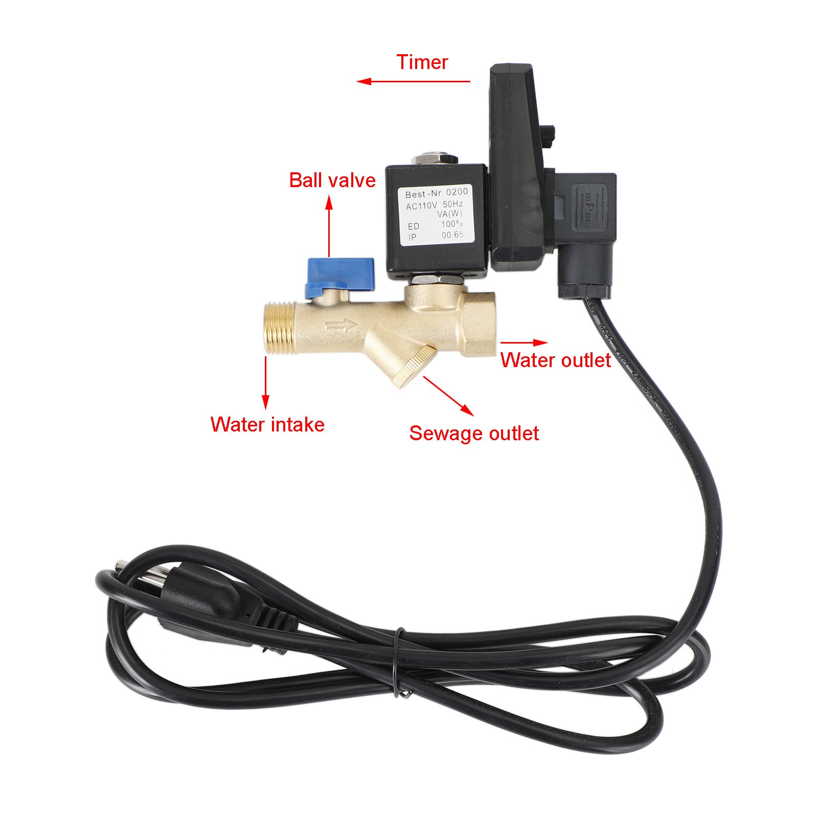 AC110V 1/2 Automatic Electronic Timed Air Compressor Auto Drain Valve