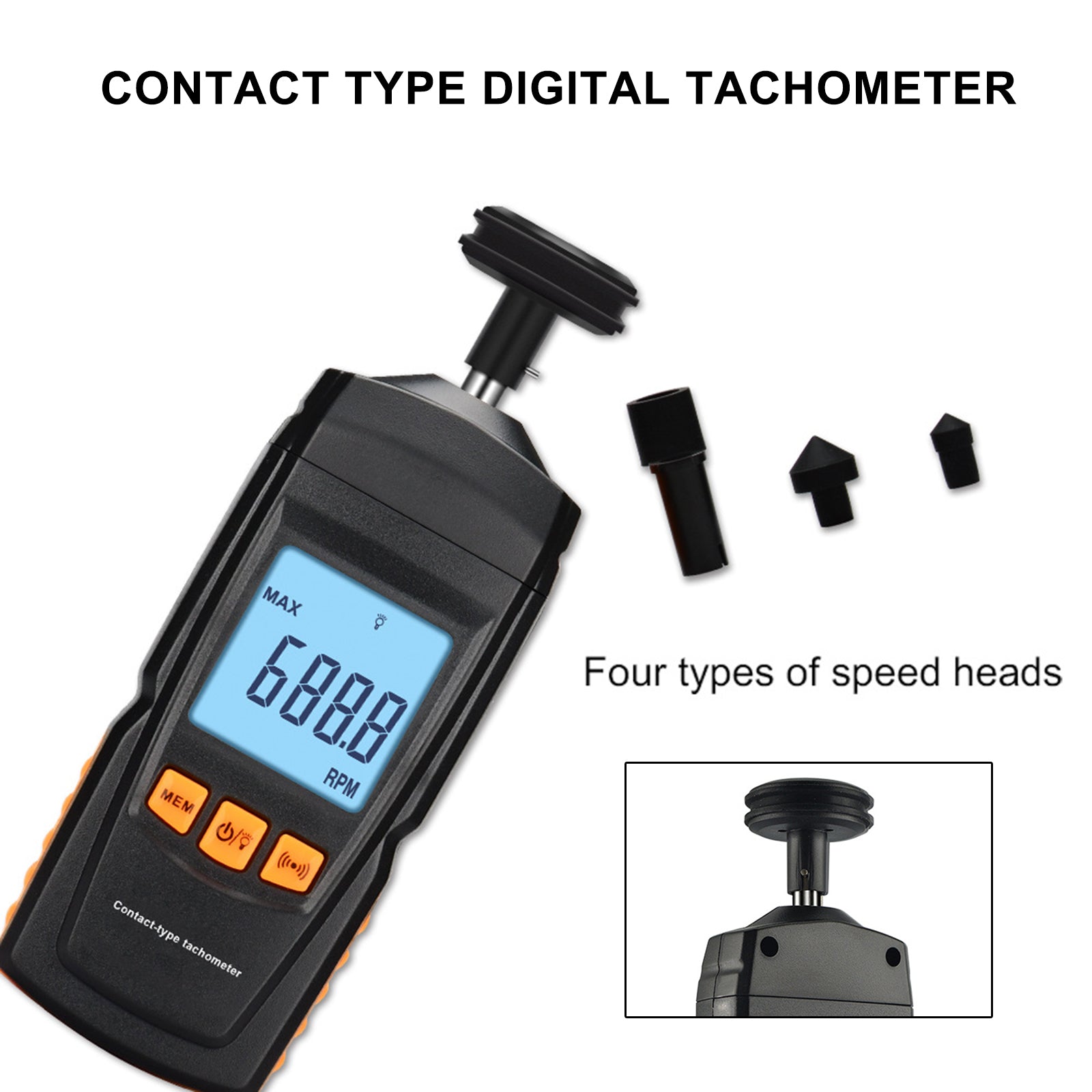 GM8906 Portable Digital Contact Motor Tachometer LCD Speedometer Tach RPM Tester