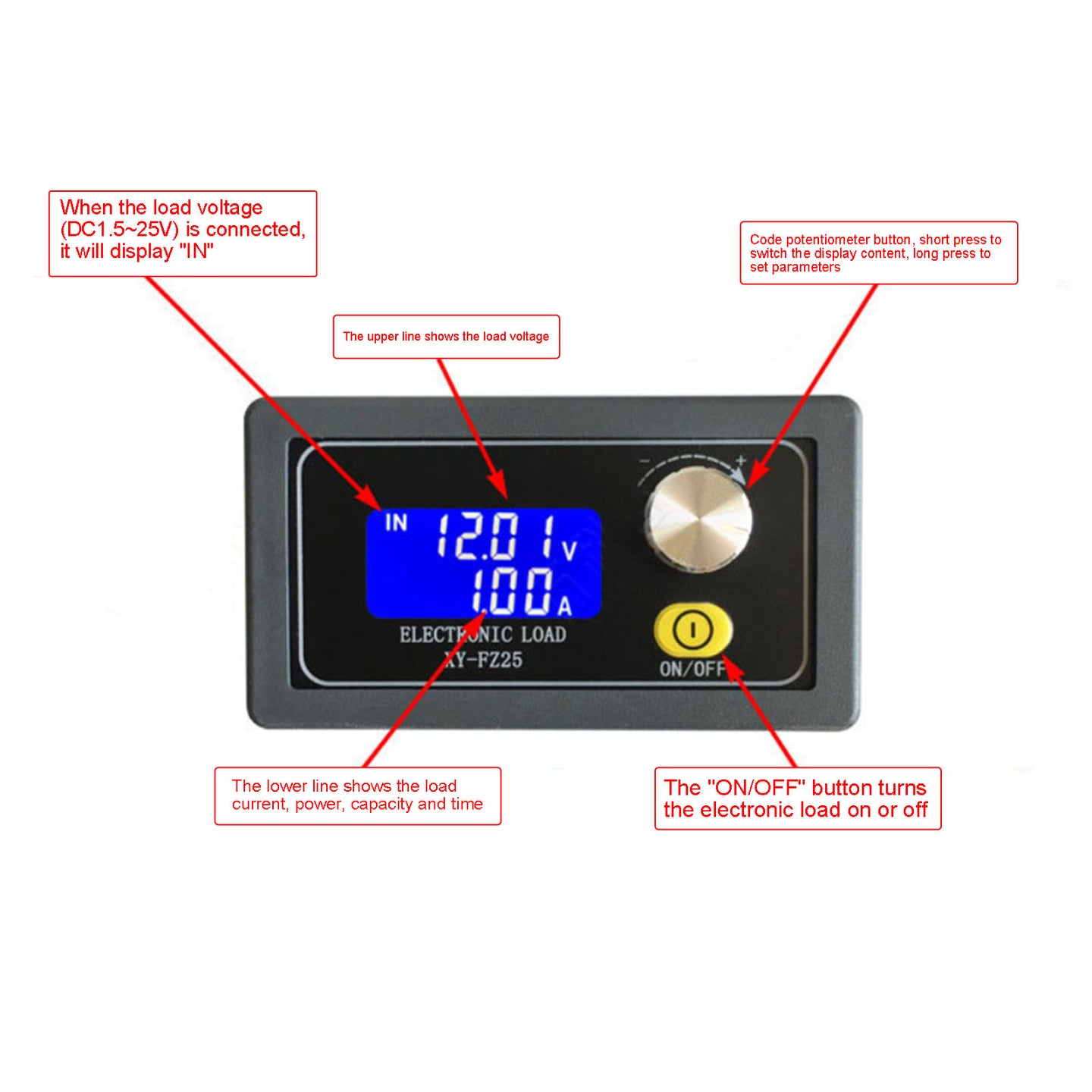 FZ35 Constant Current Electronic Load Module Battery Discharge Capacity Tester