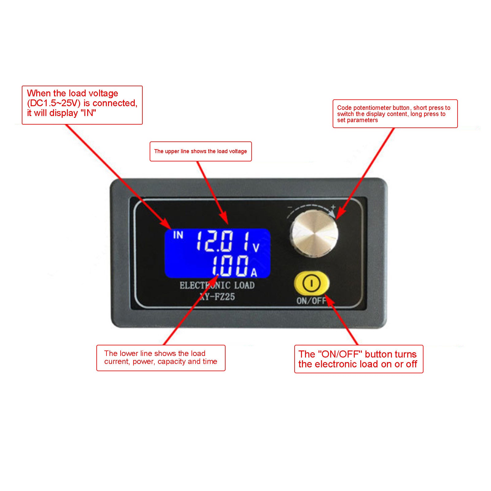 FZ35 Constant Current Electronic Load Module Battery Discharge Capacity Tester