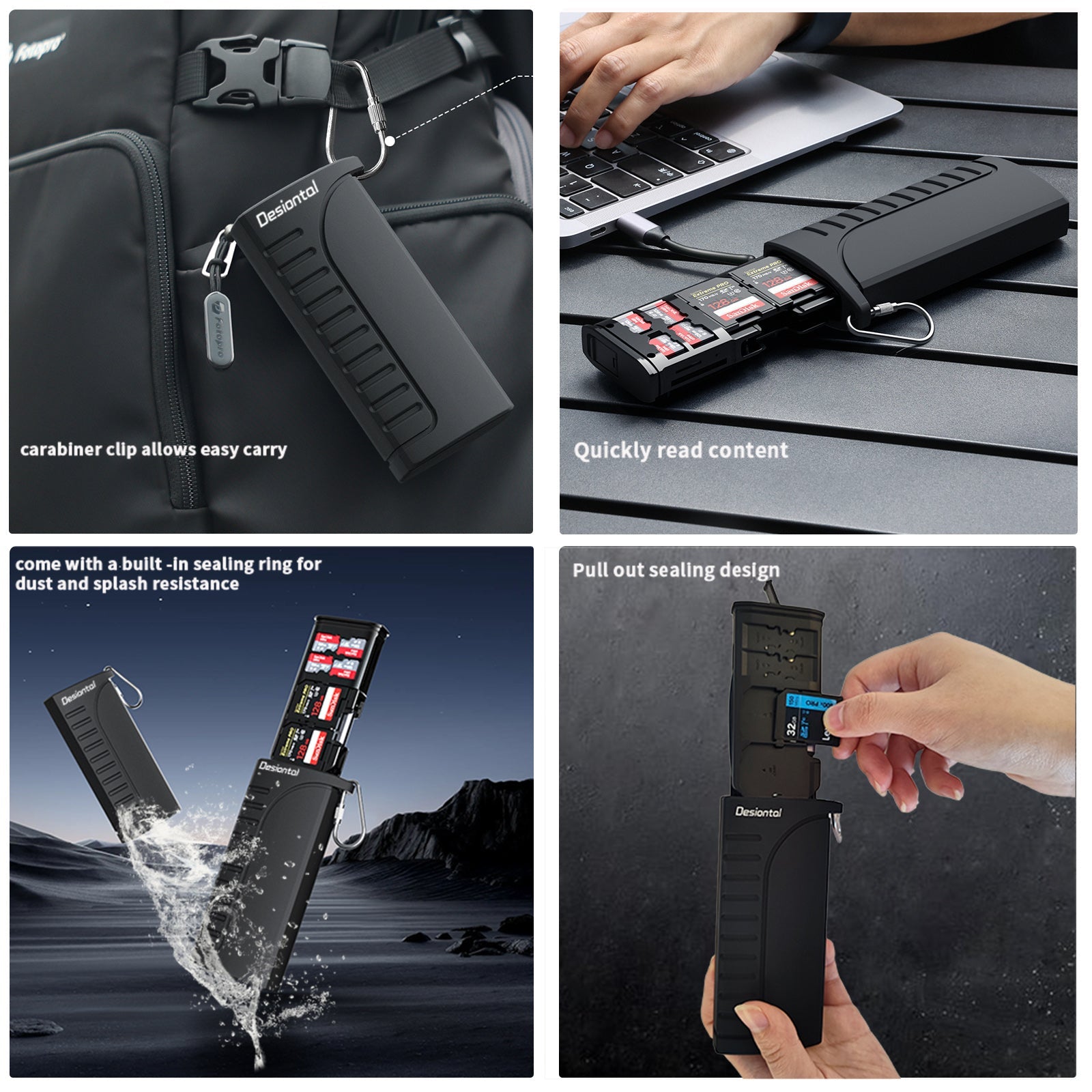 2 in 1 High-Speed Reader Flash Card Box SD Card Photo Transmission Waterproof