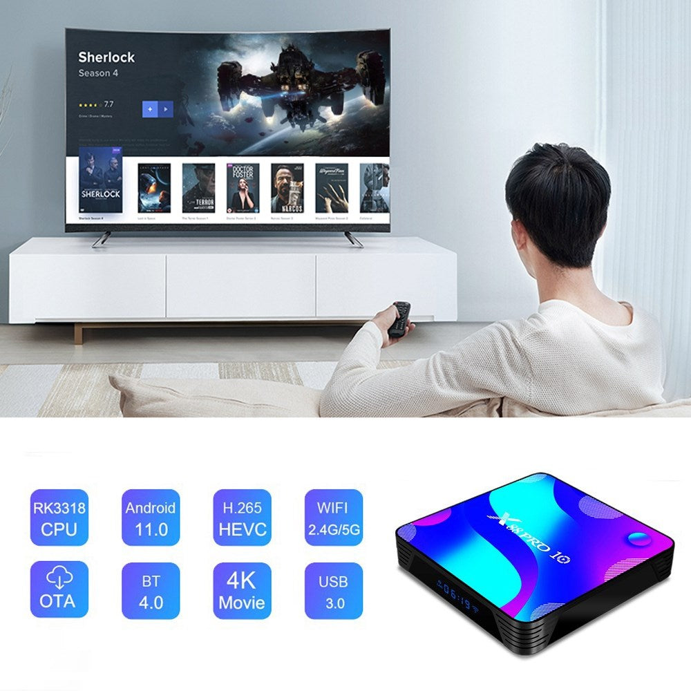 X88 Pro 10 4K Android TV Box – 16GB+2GB Media Player with WiFi, Bluetooth & RK3318 Processor
