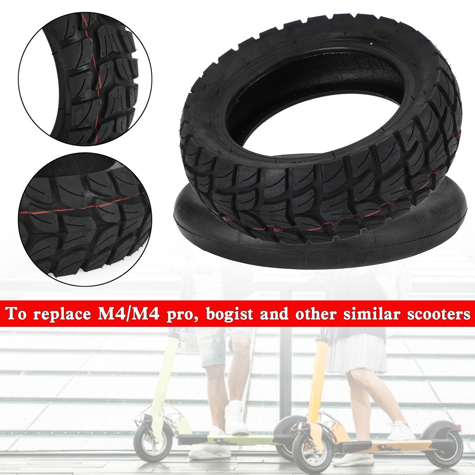 10x3 inch Off-Road Outer Tyre+Tube KUGOO M4 Zero etc 80/65-6 (Copy)